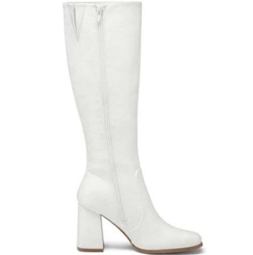 Elegant White Knee-High Heeled Boots